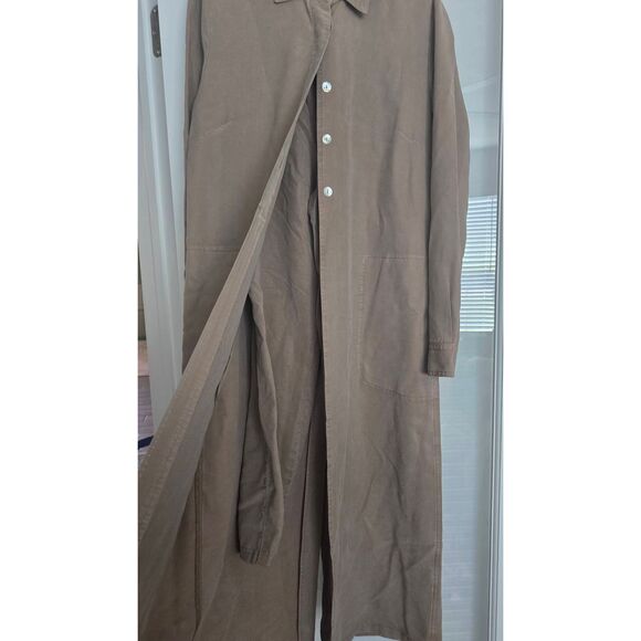 Vintage AKS Amy K Su for Nordstrom Long Sleeve Shirt Dress with Pants Set Taupe - Picture 2 of 15